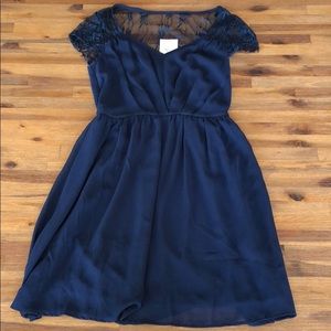 NWT Lace Short Sleeved Navy Dress